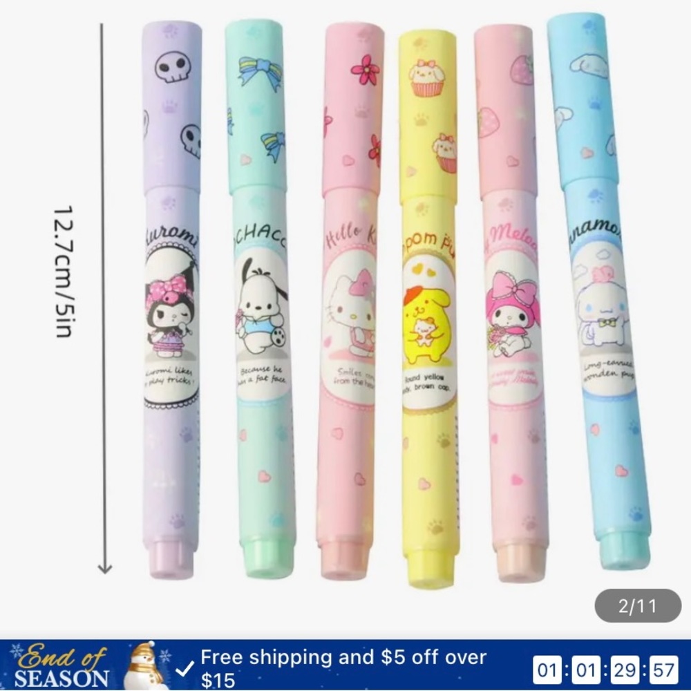 New 6 pc Sanrio Characters Highlighter set - Picture 10 of 11